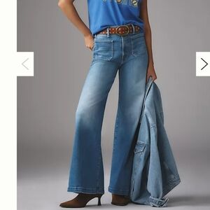 Anthropologie Blue Flare Jeans The Hustler Roller